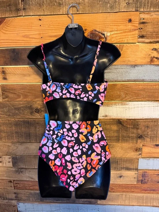 NWT Cupshe Leopard Wrap Bralette & Spliced High Waist Bikini Set - Picture 5 of 5